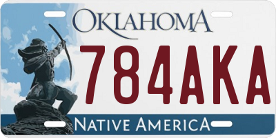 OK license plate 784AKA