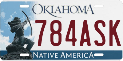 OK license plate 784ASK