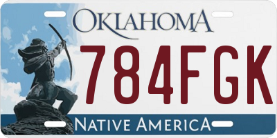 OK license plate 784FGK