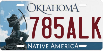 OK license plate 785ALK