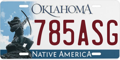 OK license plate 785ASG