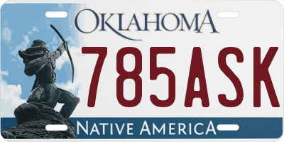 OK license plate 785ASK