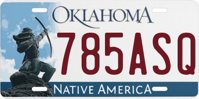 OK license plate 785ASQ