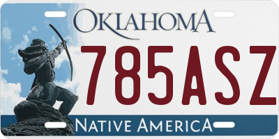 OK license plate 785ASZ