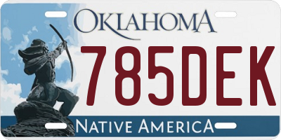 OK license plate 785DEK