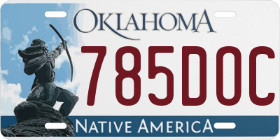OK license plate 785DOC