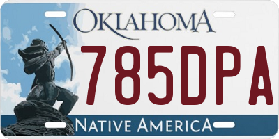 OK license plate 785DPA