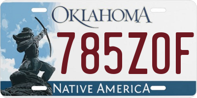 OK license plate 785ZOF