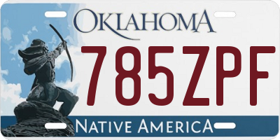 OK license plate 785ZPF