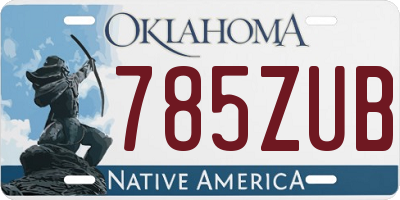 OK license plate 785ZUB