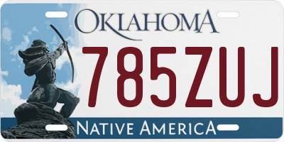 OK license plate 785ZUJ