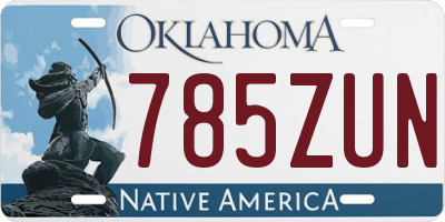 OK license plate 785ZUN