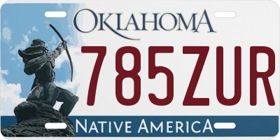 OK license plate 785ZUR