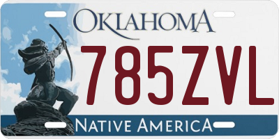 OK license plate 785ZVL