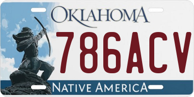 OK license plate 786ACV
