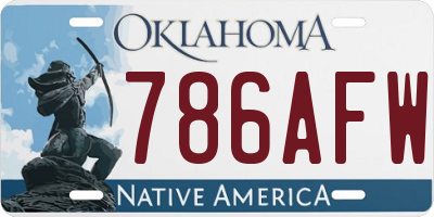 OK license plate 786AFW