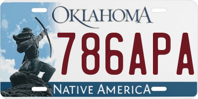 OK license plate 786APA