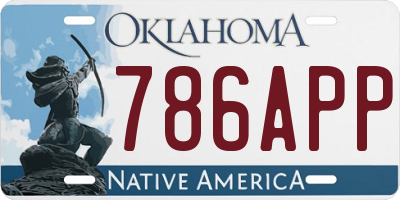 OK license plate 786APP