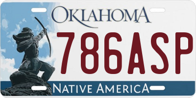 OK license plate 786ASP