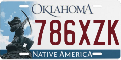 OK license plate 786XZK