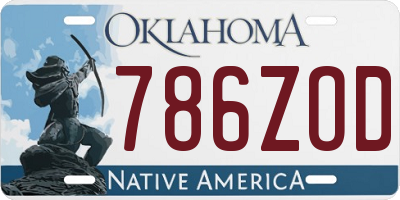 OK license plate 786ZOD