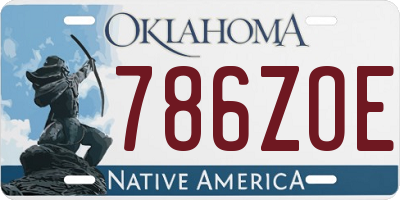 OK license plate 786ZOE