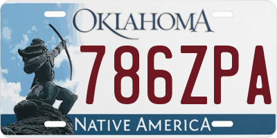 OK license plate 786ZPA