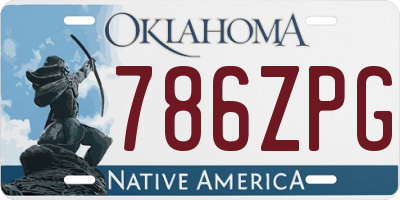 OK license plate 786ZPG