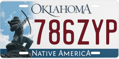 OK license plate 786ZYP