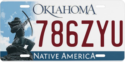 OK license plate 786ZYU