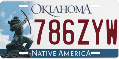 OK license plate 786ZYW