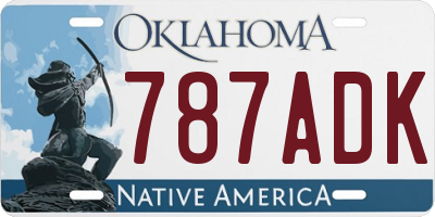 OK license plate 787ADK