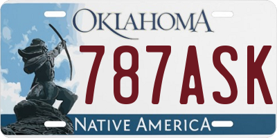 OK license plate 787ASK