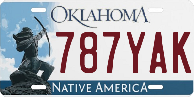 OK license plate 787YAK
