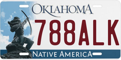 OK license plate 788ALK
