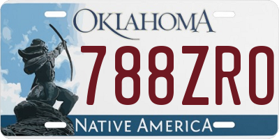 OK license plate 788ZRO