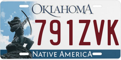 OK license plate 791ZVK