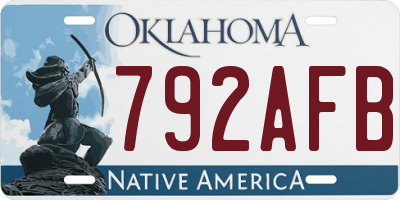 OK license plate 792AFB