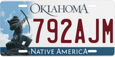 OK license plate 792AJM