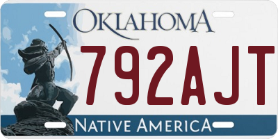 OK license plate 792AJT