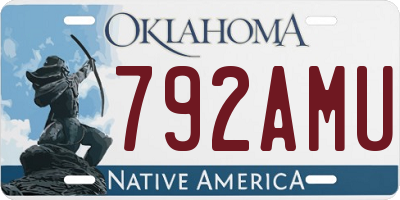 OK license plate 792AMU