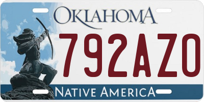 OK license plate 792AZO