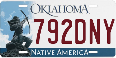 OK license plate 792DNY