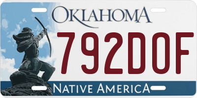 OK license plate 792DOF