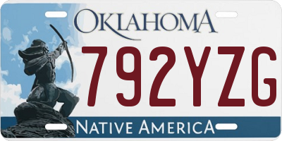 OK license plate 792YZG