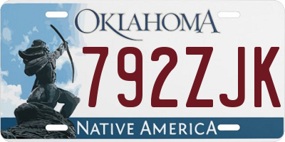 OK license plate 792ZJK
