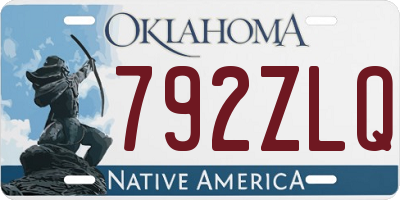 OK license plate 792ZLQ