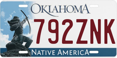 OK license plate 792ZNK
