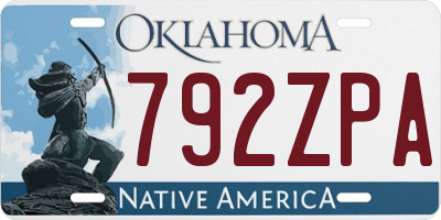 OK license plate 792ZPA