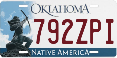 OK license plate 792ZPI